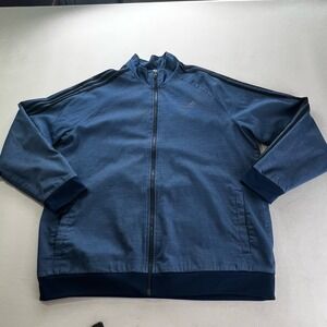 Adidas Mens Size Large Essentials 3-Stripes Tricot Blue Track Jacket Ships Fast
